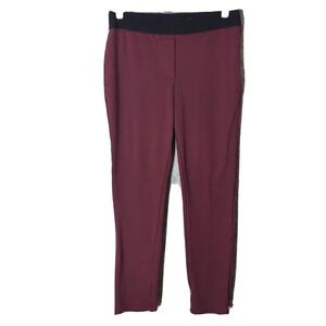 White House Black Market Pant 4 Skinny Burgundy Ponte Knit Stretch Preppy Office
